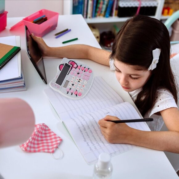 Hello Kitty Crystal Rhinestone Calculator Cute Sparkly Desktop Solar Calculator - Picture 3 of 8